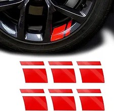 6-Pack Red Reflective Wheel Rim Stripes Decals, Universal Automotiv Color: Red