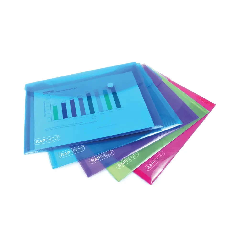 Rapesco Bright Popper Wallets A5 Pk Of 5 (0689)