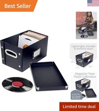 Elegant Black Vinyl Box for 75 Records   Sturdy Vinyl Storage Solution