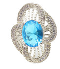925 Sterling Silver  Blue Topaz Floral Filigree Cocktail Ring Sz 6  RG10866 — photo 1