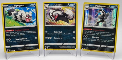 SWSH Holo Galarian Obstagoon 119/202 Evolution Line 3pc Set