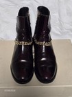 Burberry Women’s Dark Oxblood Leather Chain Ankle Boots Round Toe Zip EU39/US8.5 — photo 1