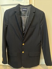 Lands End Boys Blazer 16 Navy Blue Wool Blend