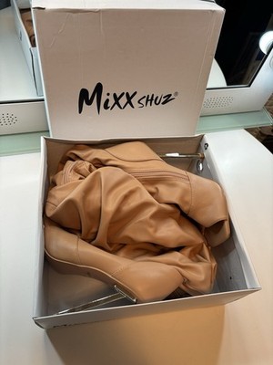 Mixx Shuz High Heel Boots Ebony Open Toe 8.5