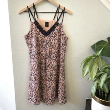 Ethereal by Paper Crane Strappy Floral Mini Tank Dress Size M in Peach