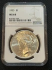 1925 Peace Silver Dollar NGC MS64 Original Gorgeous Luster