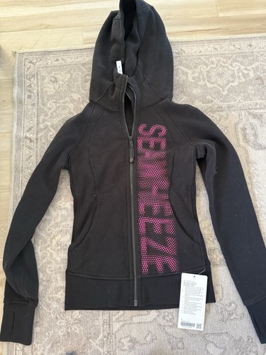 Lululemon Seawheeze Black scuba hoodie Full Zip Pockets Size 2 NWT