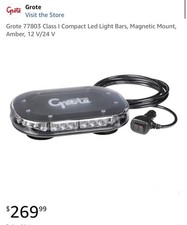 Grote 77803 Amber Low Profile Compact Led Strobe Light Bar Magnetic Mount 12v