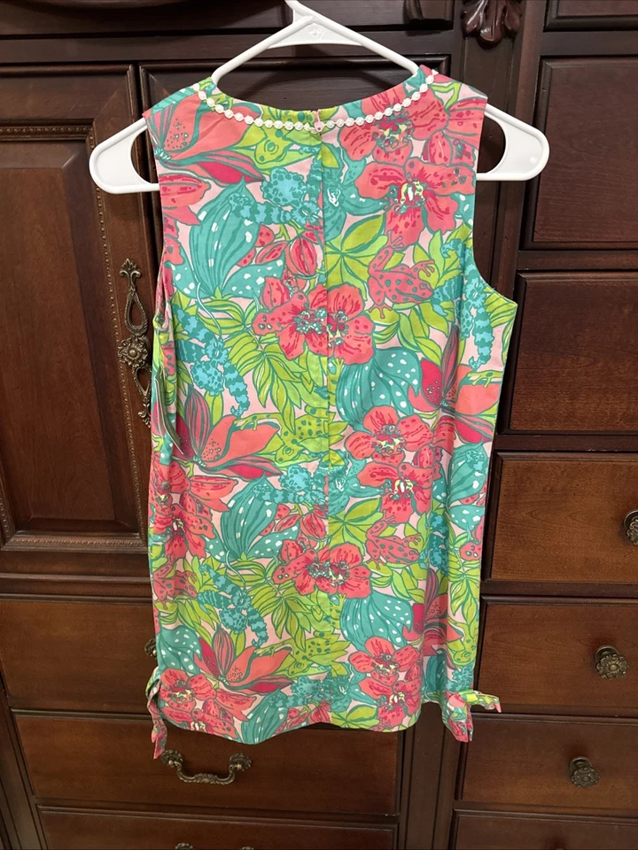 Lilly Pulitzer Lillys Pink Skip On It Shift Dress HTF Frogs Tropical Size 14 NWT - Image 4 of 4