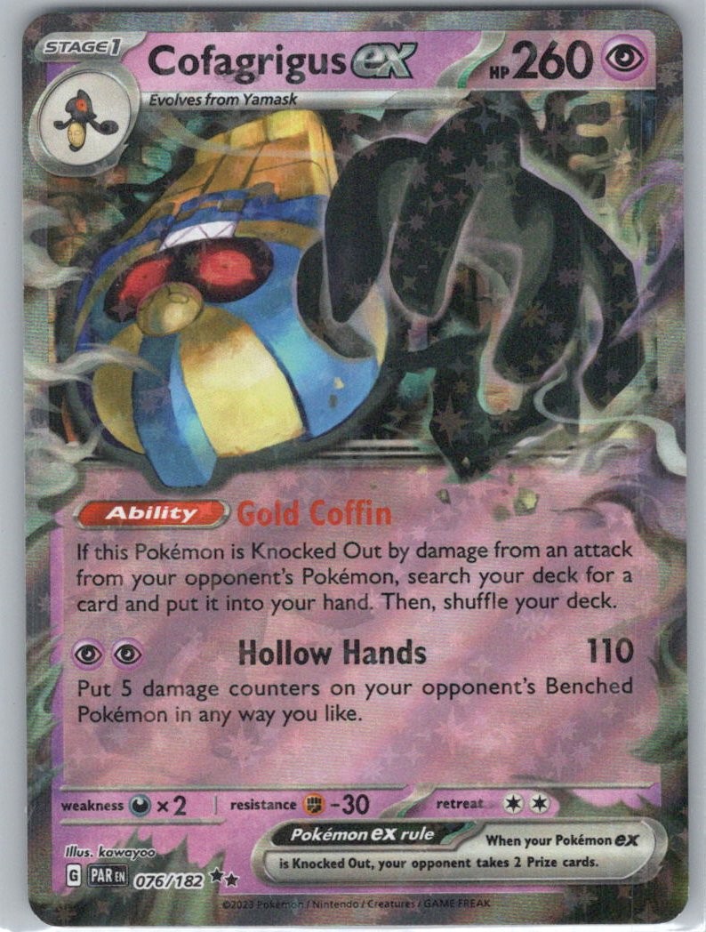 Cofagrigus ex #76/182 (Holo) (NM) SV04: Paradox Rift PAR Pokemon
