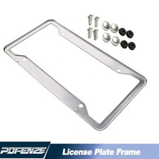 Chrome Stainless Steel License Plate Frame Tag Cover Metal With Screw Caps