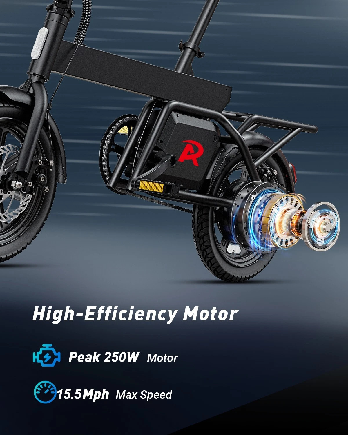 Bicicletta Elettrica Pendolare Pieghevole RA 14 Pollici 250W, Costruzione Leggera, Aggiunta Gratuita foto 4
