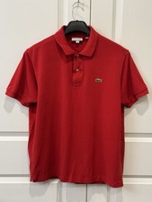 Lacoste Polo Shirt Mens 6 XL Red Classic Fit 100 Cotton Croc Logo Preppy Golf