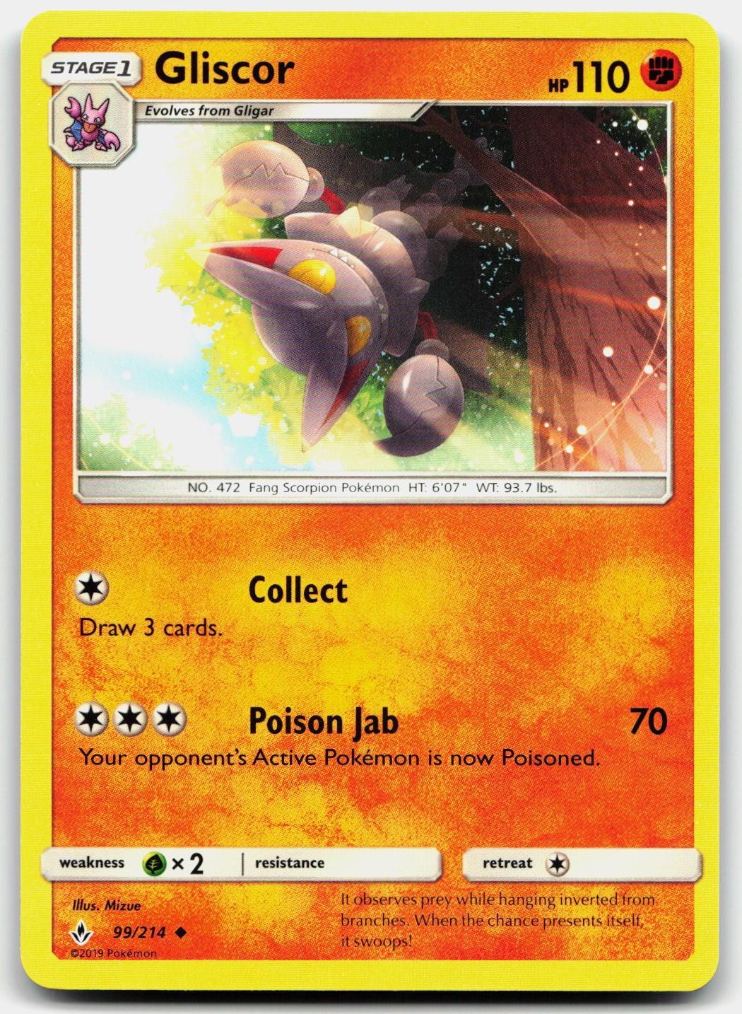 GLISCOR 99/214 UNCOMMON UNBROKEN BONDS POKEMON LP