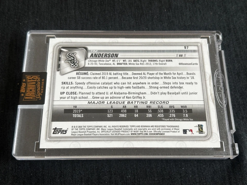 2022 Topps Archives Signature Series Tim Anderson BOWMAN AUTO #25/76 +AUTO ##/65 - Image 3 of 4