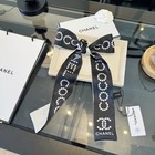 Chanel Women's Black Letter Print Scarf Hair Neck Tie With Gift Box — photo 1