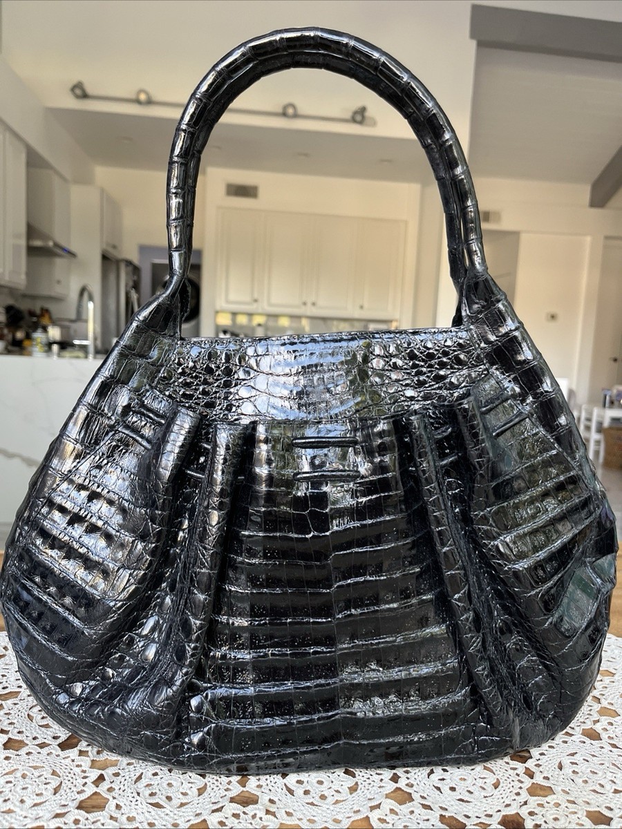 Nancy Gonzalez Black Caiman Crocodile Tote Bag Authentic Exotic