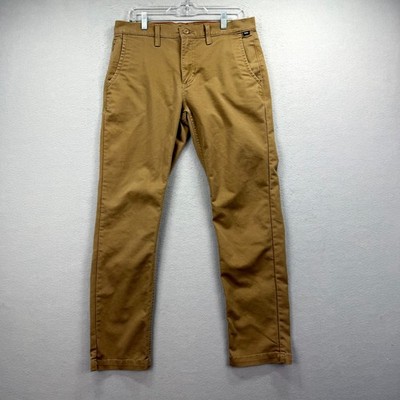 VANS Authentic Chino Pants Mens 34x30* Brown Khakis Stretch Slim Straight Casual
