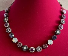 Mariana Large Rosette Necklace Swarovski Crystals Antiqued Silver