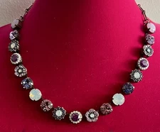 Mariana Large Rosette Necklace Swarovski Crystals Antiqued Silver