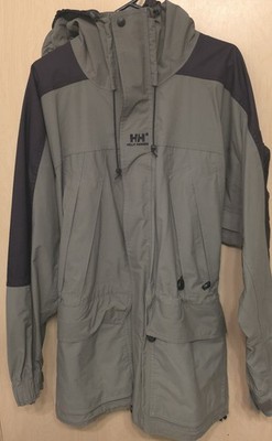  HELLY HANSEN Helly-Tech Zip Up Parka Medium Olive Green Black VTG Ski Cold 