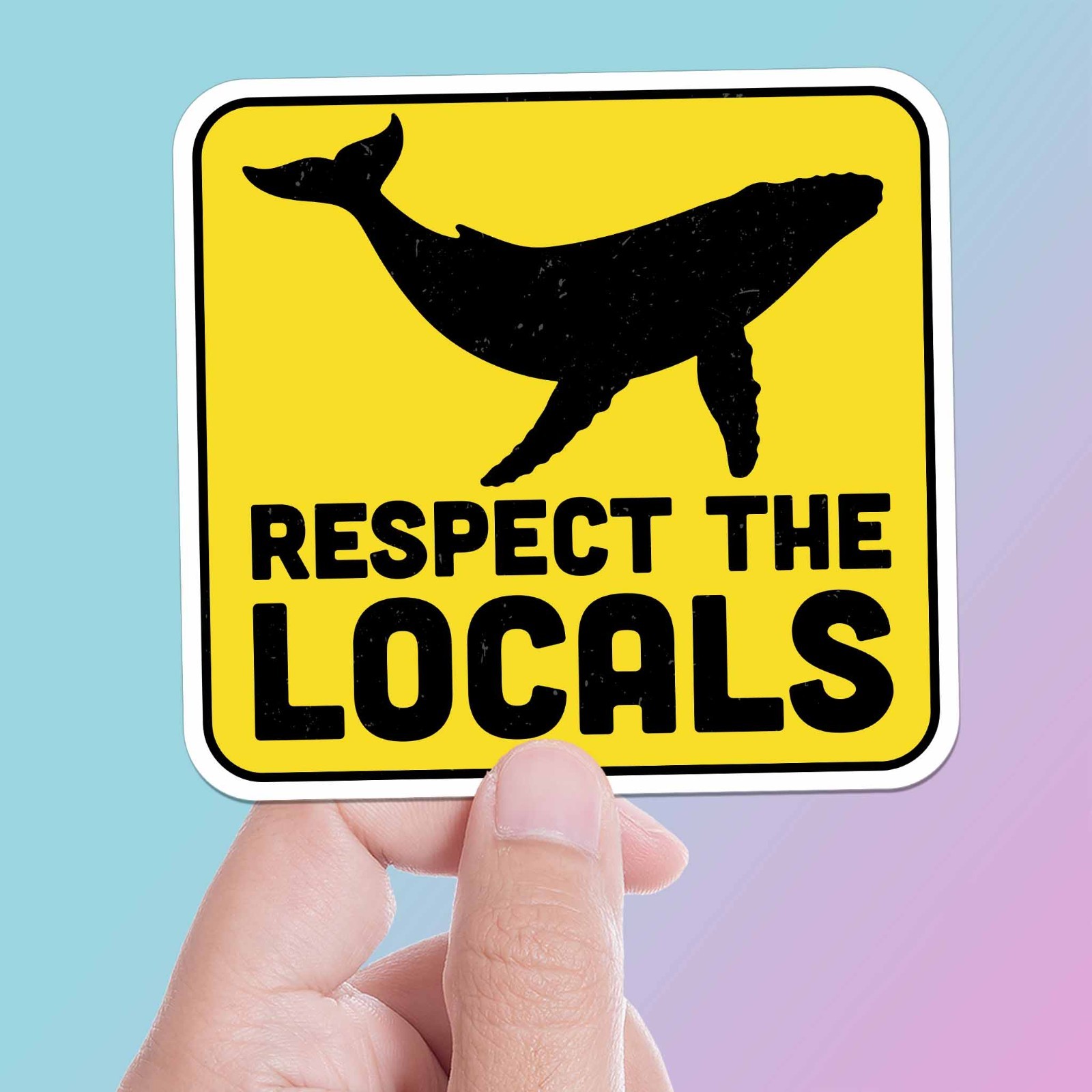 Respect the Locals Whale Sticker - Funny Beach Decal for Laptop & Water Bottle