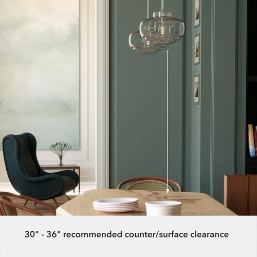 Hunter Saddle Creek 1-Light Brushed Nickel Mini Pendant with Seeded Glass Shade - Picture 9 of 10