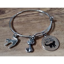Cat Lady Adjustable Bracelet - Fun Cat Charms Birthday or Just Because Gift