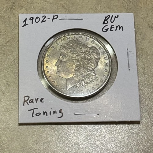 1902-P Morgan Silver Dollar ☆  BEAUTIFUL SILVER COIN ☆ RARE TONED ☆ BU GEM