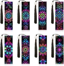 8PCS Lotus Diamond Art Bookmarks for Adults Book Lovers 5D Diamond Art Book Mark