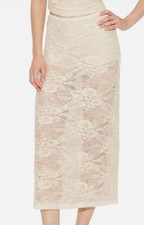 NEW Wild Fable Women's Mid-Rise Sequin Lace Midi Skirt Champagne Size Medium