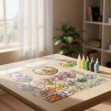 Stained Glass Painting Starter Kit Featuring 18 Suncatchers and Accessories