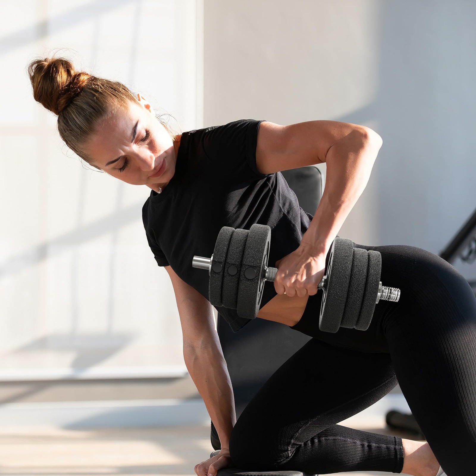HOMCOM 25/30kg Set Manubri Palestra con 12 Dischi per Allenamento Casa Nero Pesi foto 6