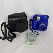 Fujifilm Instax Mini 7S Instant Film Camera Blue Tested Works Black Case 1 Film