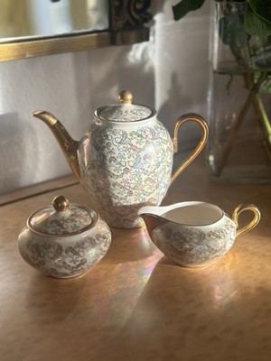 3 Teiliges Bavaria Mitterteich Kaffe Mokka Set Rainbow Gold 1840 Porzellan