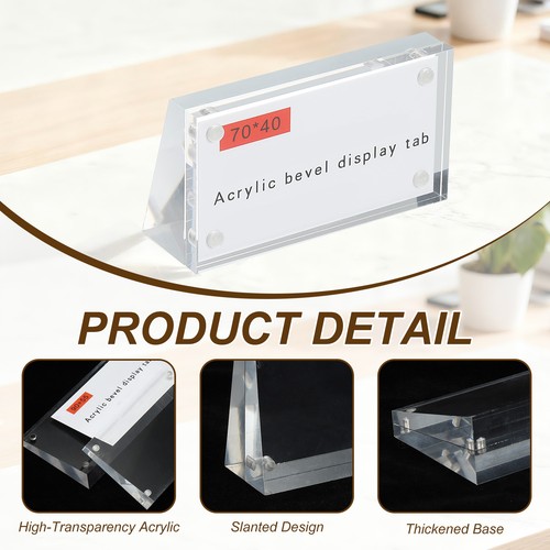 3.9x2.8" Single Sided Acrylic Sign Holder for Office, Clear - Foto 3 di 6