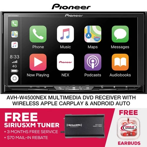 Refurbished Pioneer AVH-W4500NEX 7" 2-DIN DVD Receiver w/ Satellite Radio Tuner