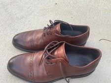 ECCO Men's Brown Leather lace up Dress Loafer Shoes size 44 mint