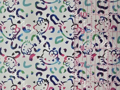 Custom Printed Faux Leather Vinyl Roll Sanrio Hello Kitty Cheetah Print 12x54