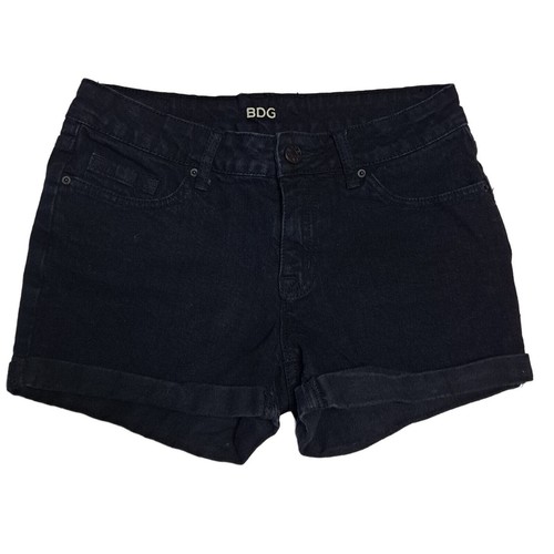 BDG Alexa Jean Shorts Women 27 Black Denim Stretch Cuffed Urban Outfitters
