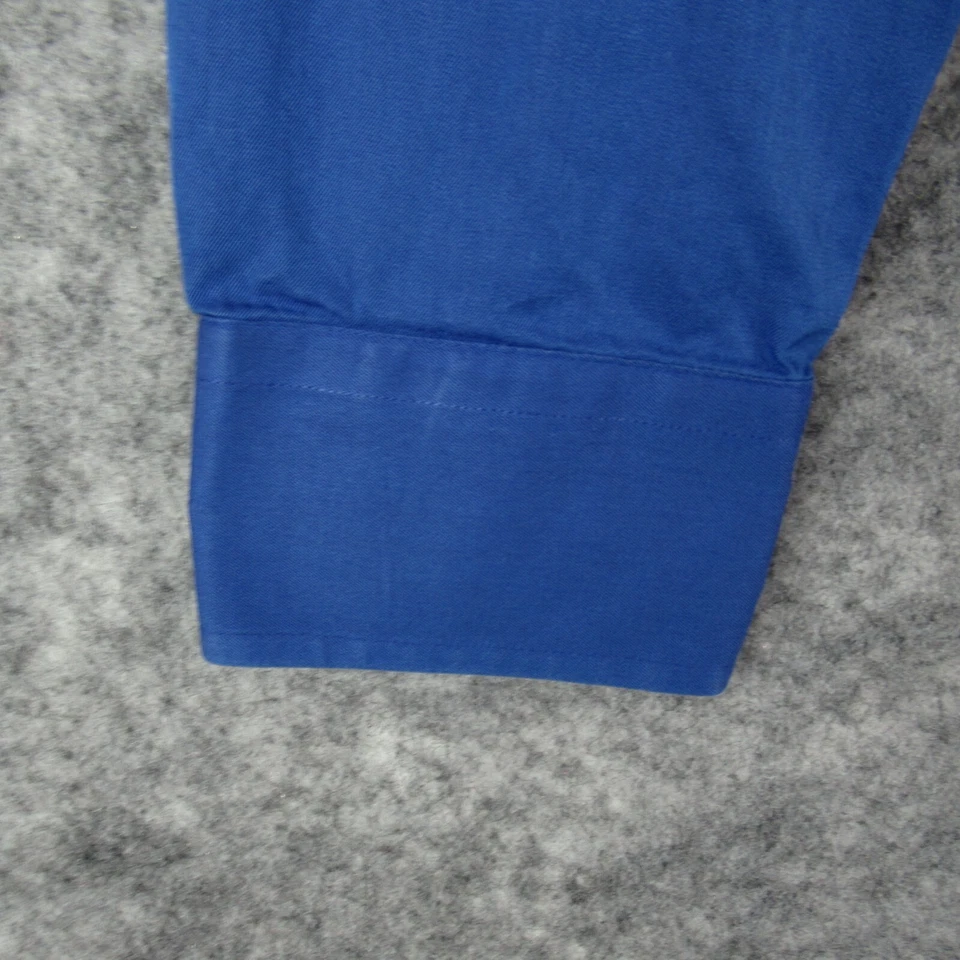 Camisa masculina Wellington Walker 16 32/33 azul punho flip sólido manga longa botão para cima - Imagem 3 de 4