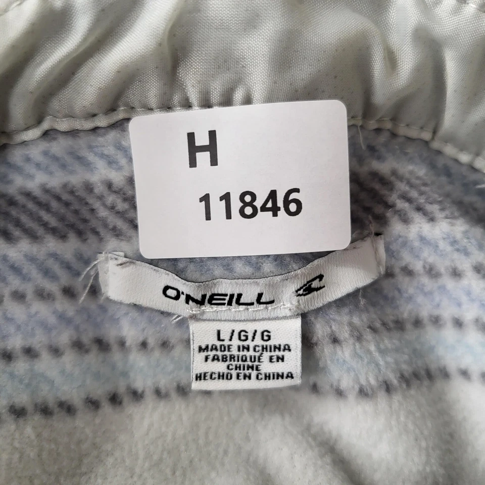 O'Neill Boy Button Up Shirt Large White Striped Flannel Snap Long Sleeve Pockets - Image 2 of 4