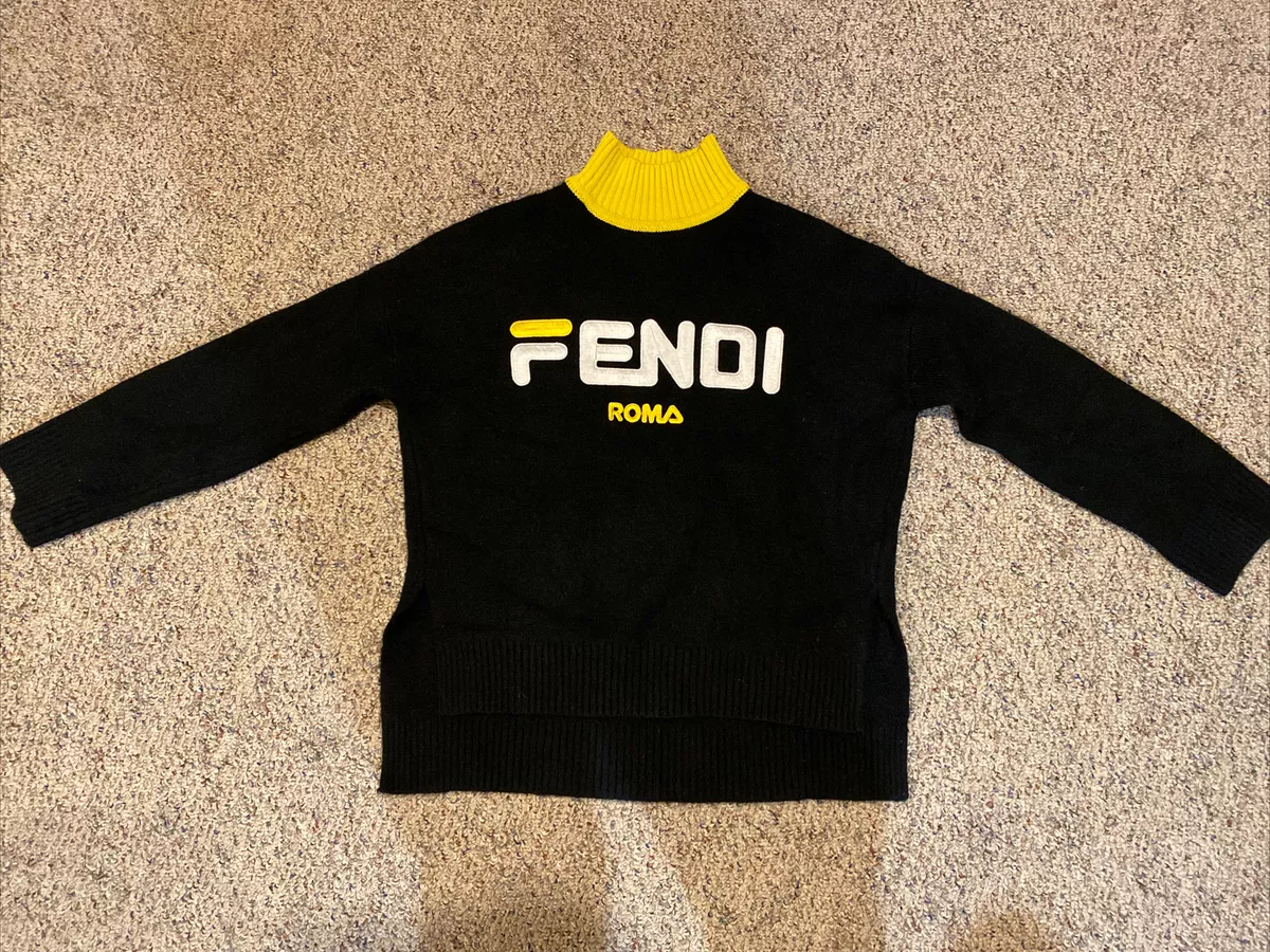 invoegen ziel Fabriek $1090 FENDI x FILA CROPPED LOGO EMBROIDERY THICK SWEATER Size: 36 | eBay