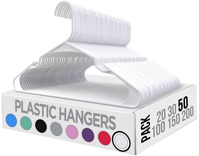 Clothes Hangers 50 Pack Plastic Hangers Space Saving Durable Coat Hanger With Sh