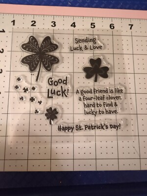 Acrylic Stamp Happy Saint Patrick's Day Friend Clover Shamrock Good Luck Love 
