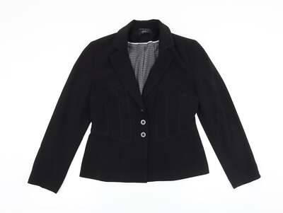 Marks and Spencer Damen Schwarz Polyestermischung Faser Blazer Größe 10