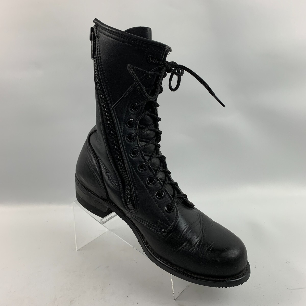 Harley Davidson Boots 98417 Black Leather Round Toe Zip Lace Up