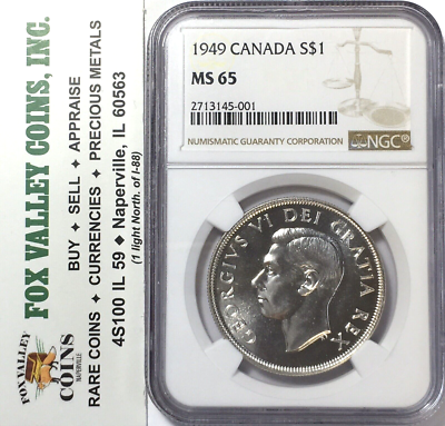 SILVER APPLE US-ORIGINAL ＬＰ　中古品 1949 CANADA KING GEORGE VI SILVER DOLLAR COIN MS65 NGC VERY