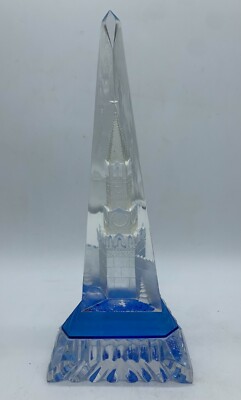 Vintage Crystal Blue Big Glass Figurine MOSCOW KREMLIN USSR Home Decor