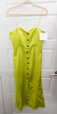 New Massimo Dutti Green Sleeveless Crystal Button Dress USA sz M